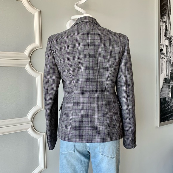 Michael Kors Collection Glen Plaid Wool Blazer Gray Size 8 - Picture 9 of 13